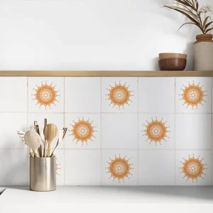 Kakeldekor mönstrad cirkel orange