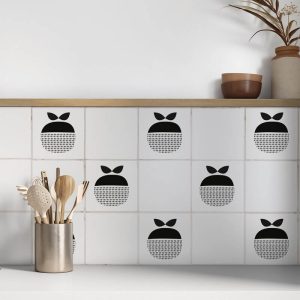 Kakeldekor retro äpple svart