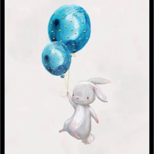 Barntavla - Rabbit & blue balloons