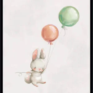 Poster Rabbit & red balloon