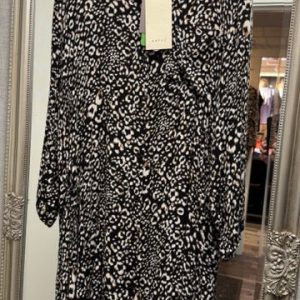 KAmarita Amber Shirt Dress 44 Black/chalk Leo Print