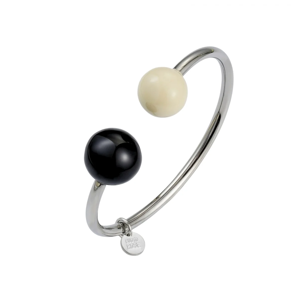Globe Enamel Bangle Ivory/black/steel - Bild 3