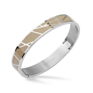 Rose Enamel Bracelet in Sand and Steel
