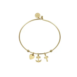 Faith Hope Love Bangle Gold