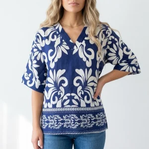 Blus med All-Over-Print
