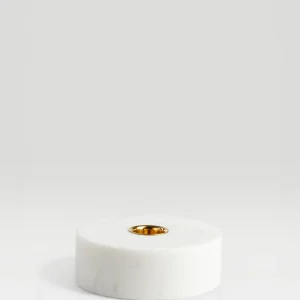 Ljushållare i marmor, rund - vit 10x3,5cm