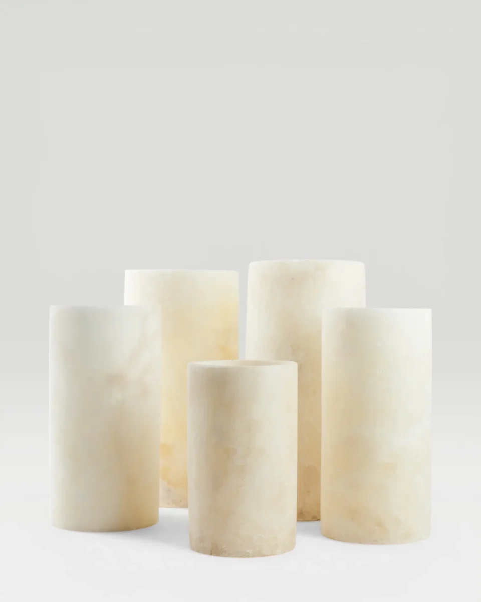 VELA - ljuslykta i alabaster, vit, large - Bild 4