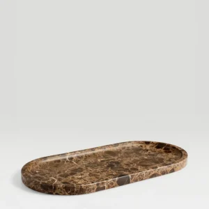 Bricka i marmor - brun oval 30x15cm