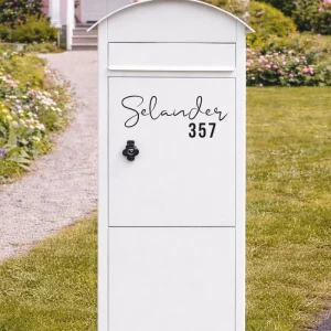 Brevlådesticker med namn och nummer