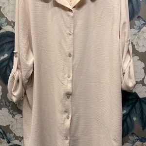 Lång Blus Oversized med Krage