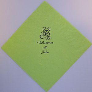 3-lags lunchservett 33 cm med texten diagonalt